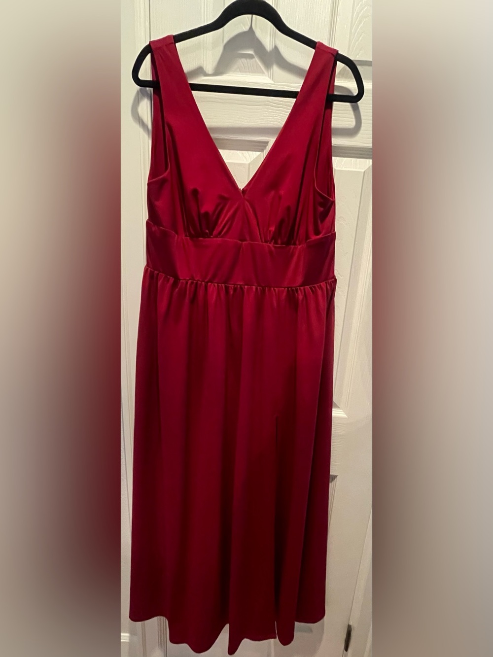 Ever Pretty Burgundy V-Neck Maxi Dress